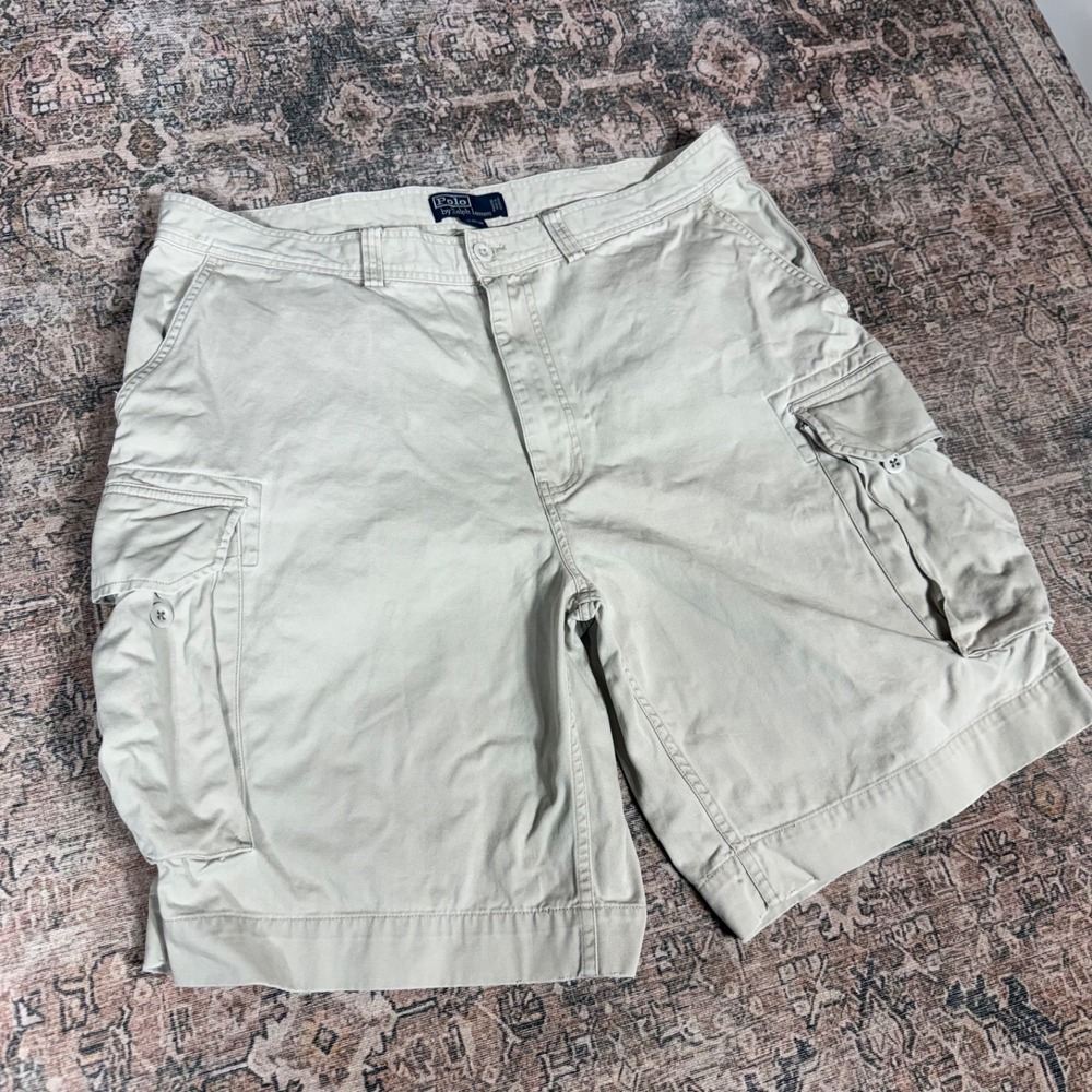 Vintage 90s Polo Ralph Lauren Cargo Shorts Tan Size 38